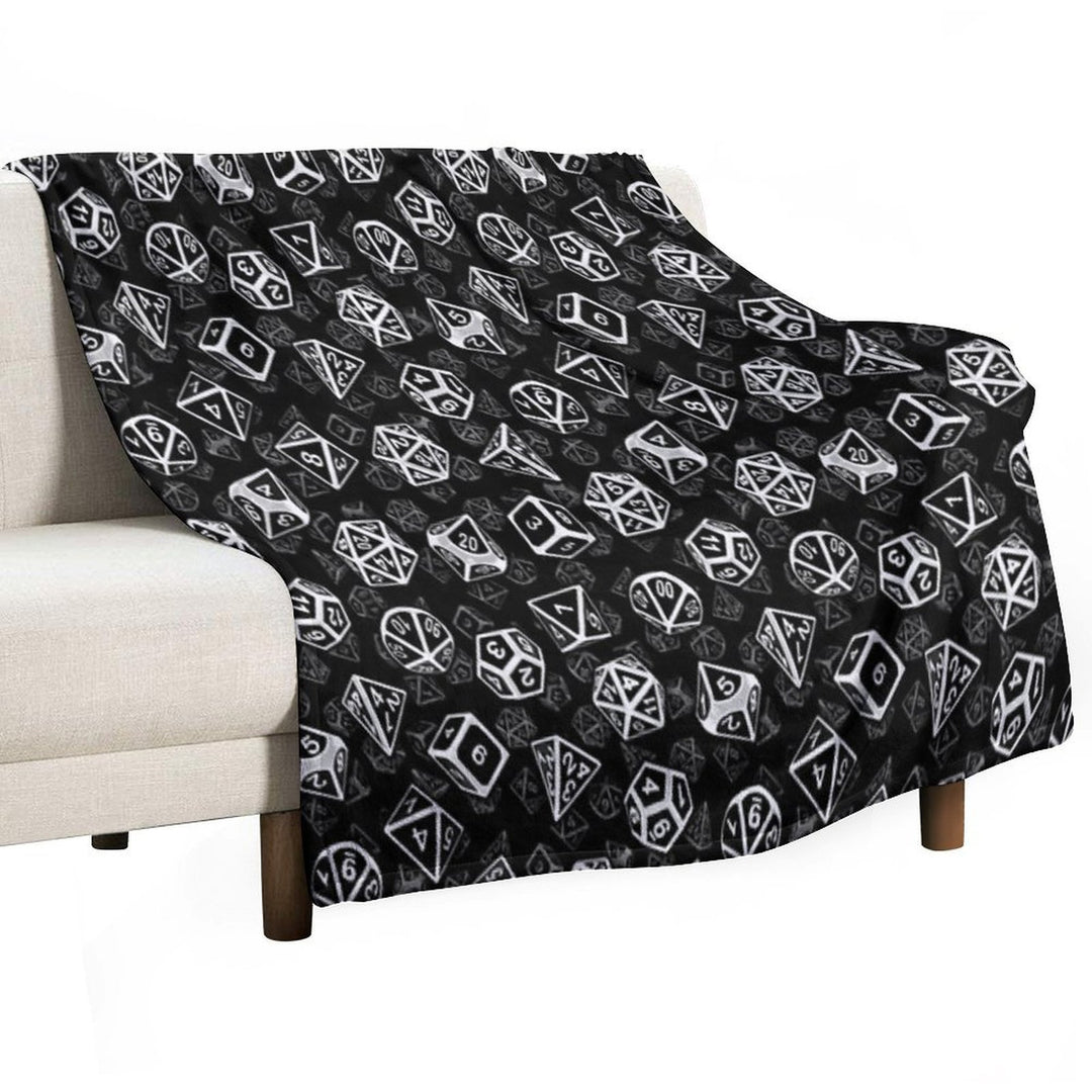 D20 Dice Set Pattern (White) Quick-dry Throw Blanket