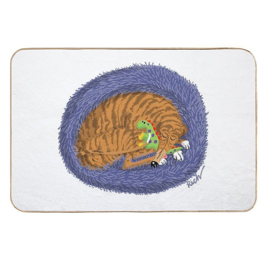 Snoozin' with A Dinosaur  Easy Maintenance Bath Mat