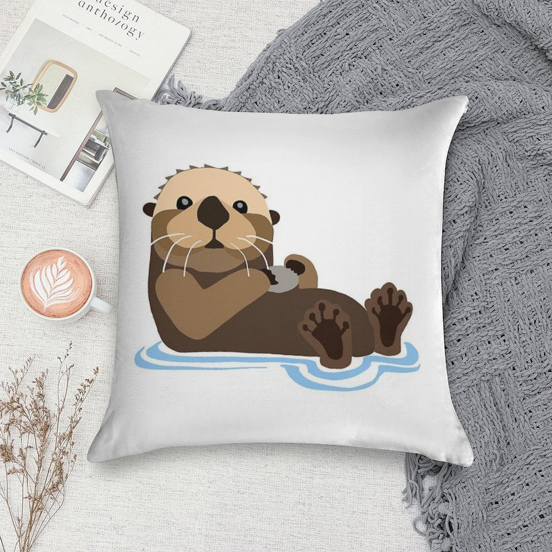 Otter Emoji Soft Decorative Cover Throw Pillow