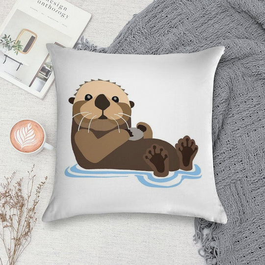 Otter Emoji Soft Decorative Cover Throw Pillow