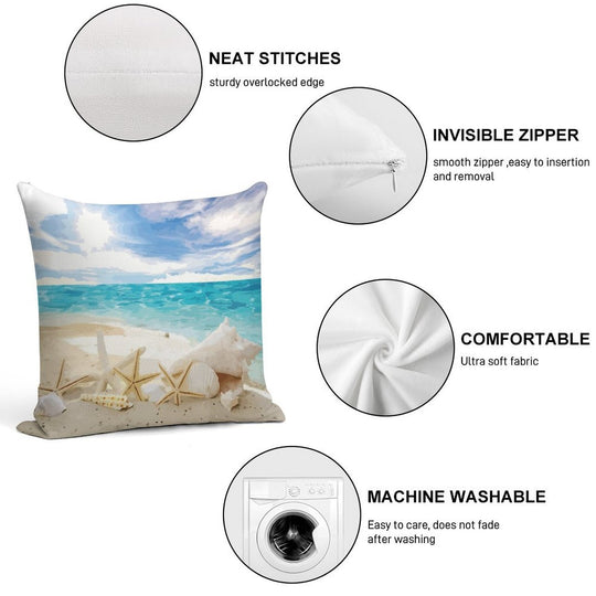 Seashells on The Beach Soft Anti-Pilling Throw Pillow