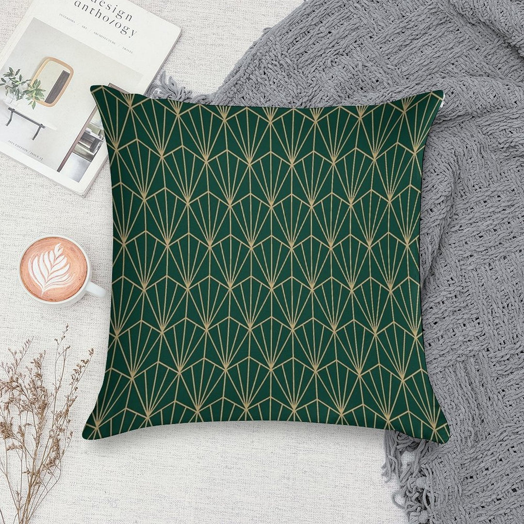 Art Deco in Green And Gold Soft Skin-Friendly Throw Pillow