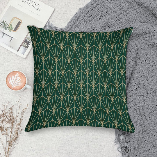 Art Deco in Green And Gold Soft Skin-Friendly Throw Pillow