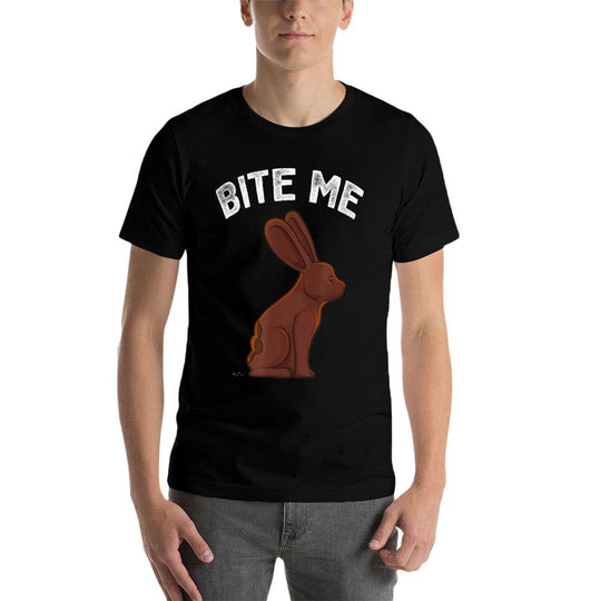 Bite Me Easter Bunny Funny Joke Meme Men Women Kids  Heathered Texture T-Shirt
