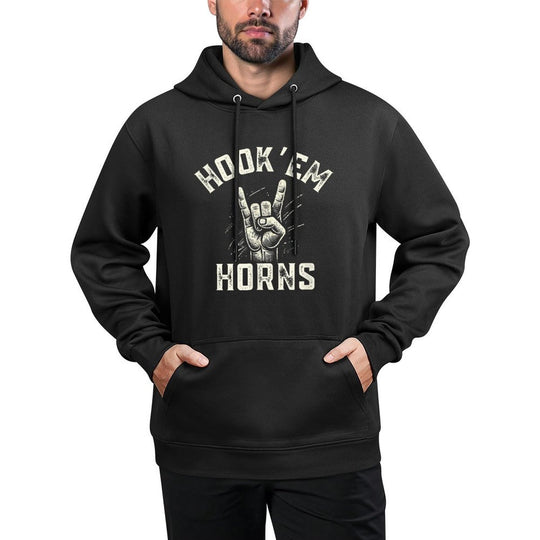 Hook'em Horns Orange Premium Distressed Vintage Layering Staple Hoodie