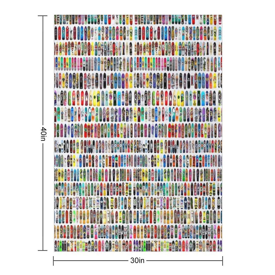 Vintage Skateboard Print Anti-pilling Throw Blanket