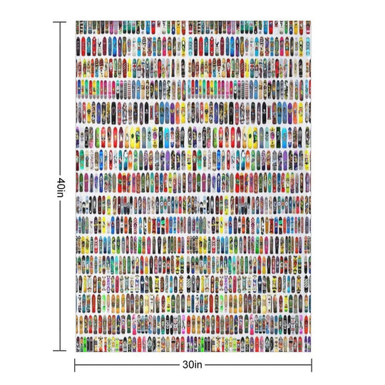 Vintage Skateboard Print Anti-pilling Throw Blanket