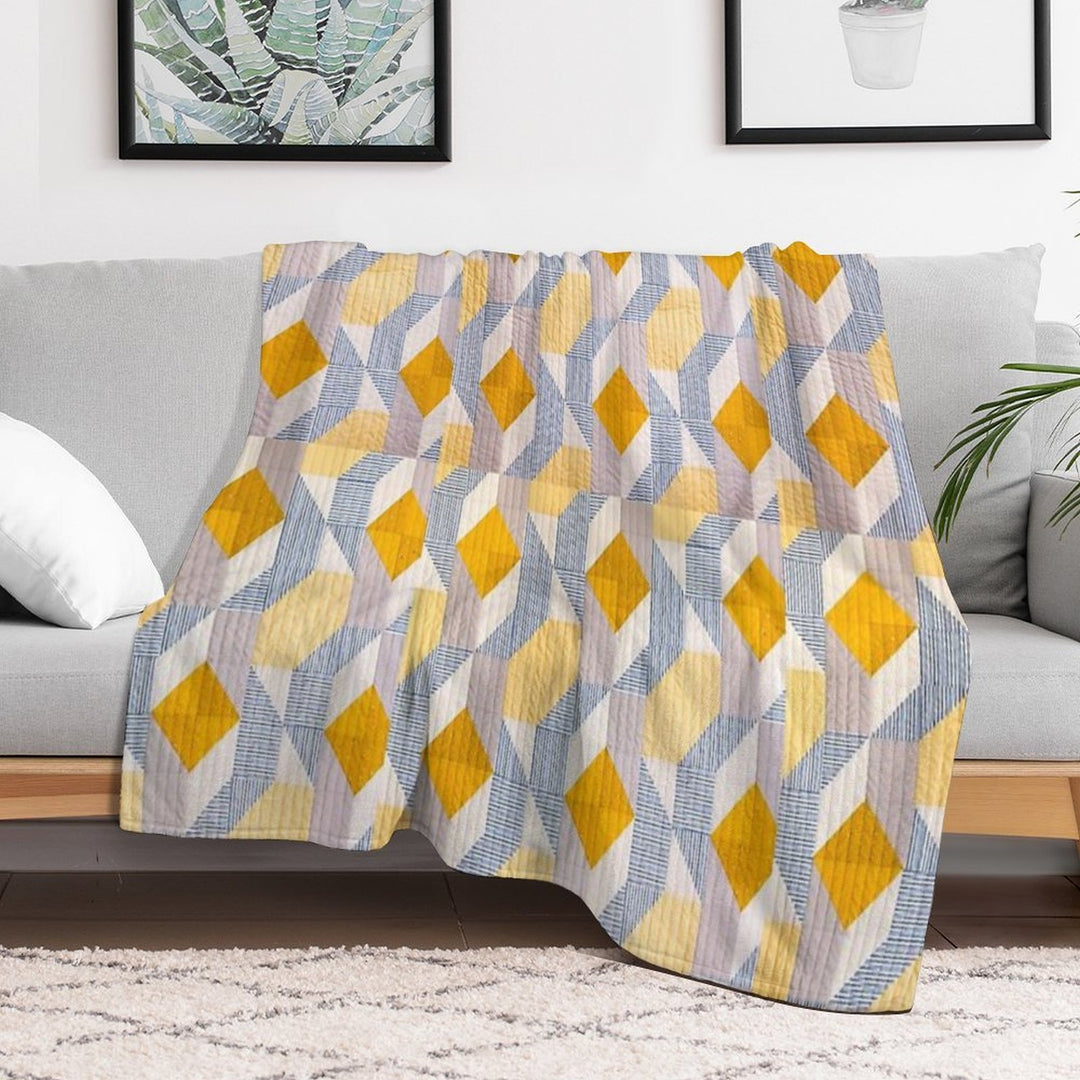 Quilted Geometric Patchwork Ethic Pattern Boho Wrinkle-free Throw Blanket
