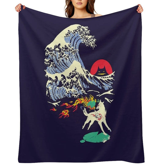 The Great Wave Off Oni Island Compact Throw Blanket