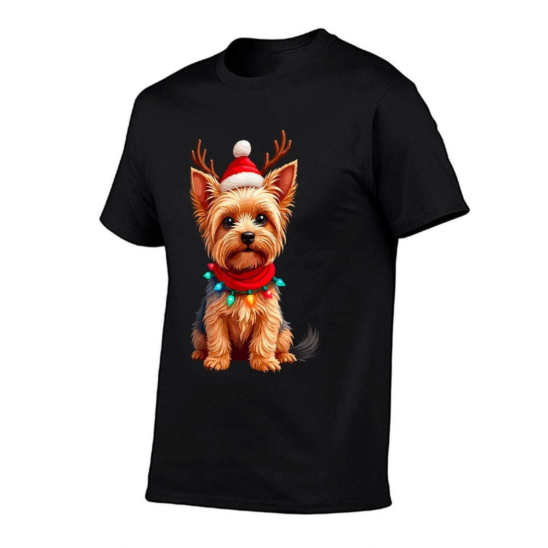 Yorkshire Terrier Santa Reindeer Christmas Yorkie Dog Lover for Men Women Kids  Rolled Sleeves T-Shirt