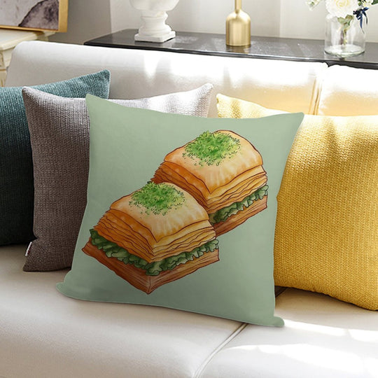 Pistachio Baklava Soft Luxury Feel Throw Pillow
