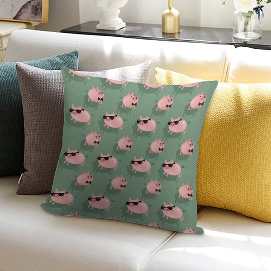Pigs on Green Soft Style Accent Throw Pillow