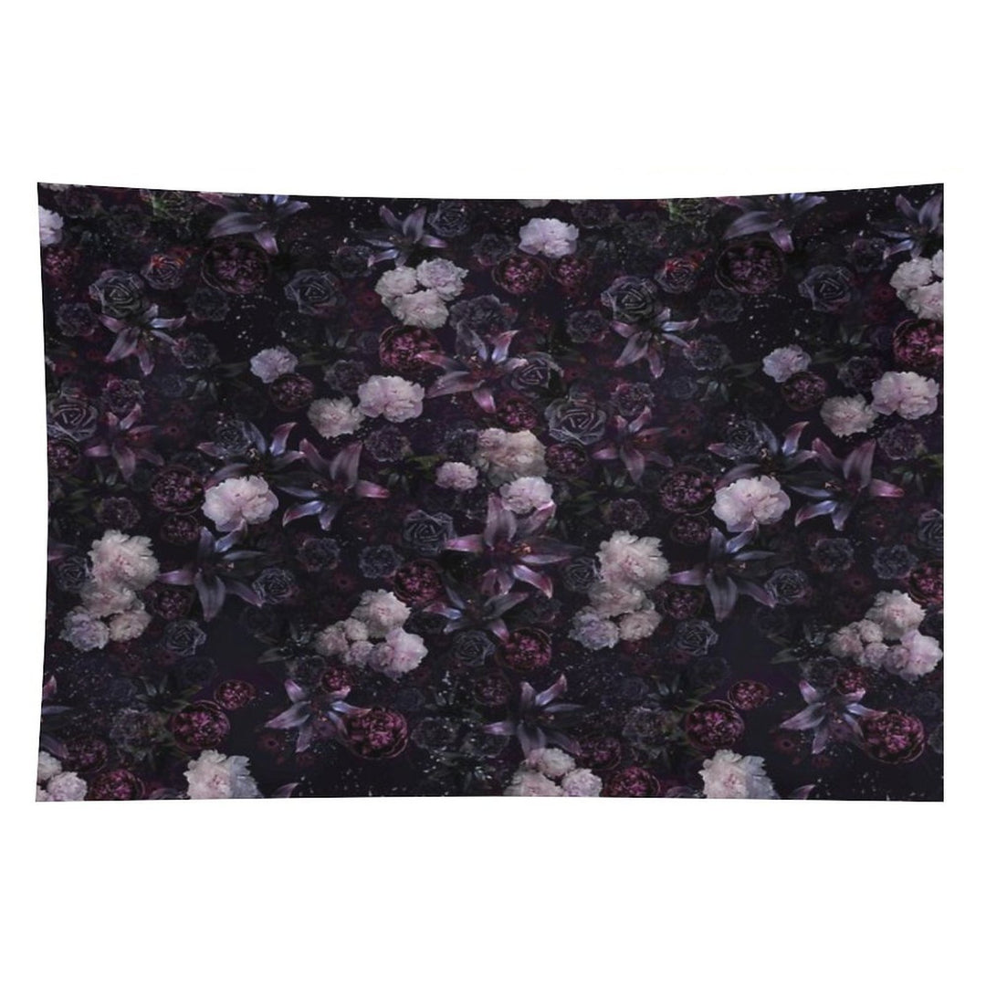Midsummer Nights Dream #Dark Floral #Midnight #Black #Rose #Night Tapestry