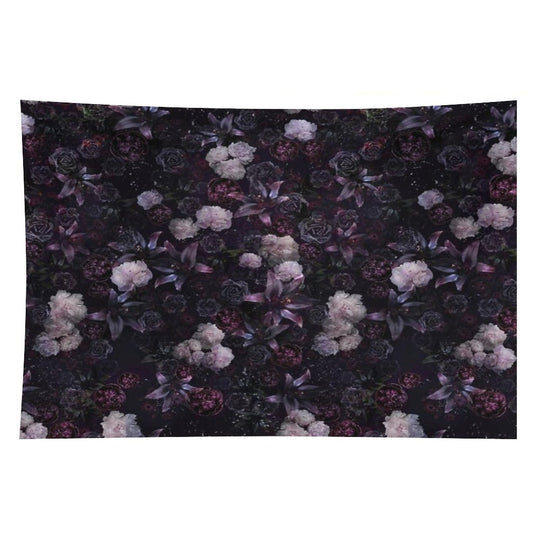 Midsummer Nights Dream #Dark Floral #Midnight #Black #Rose #Night Tapestry
