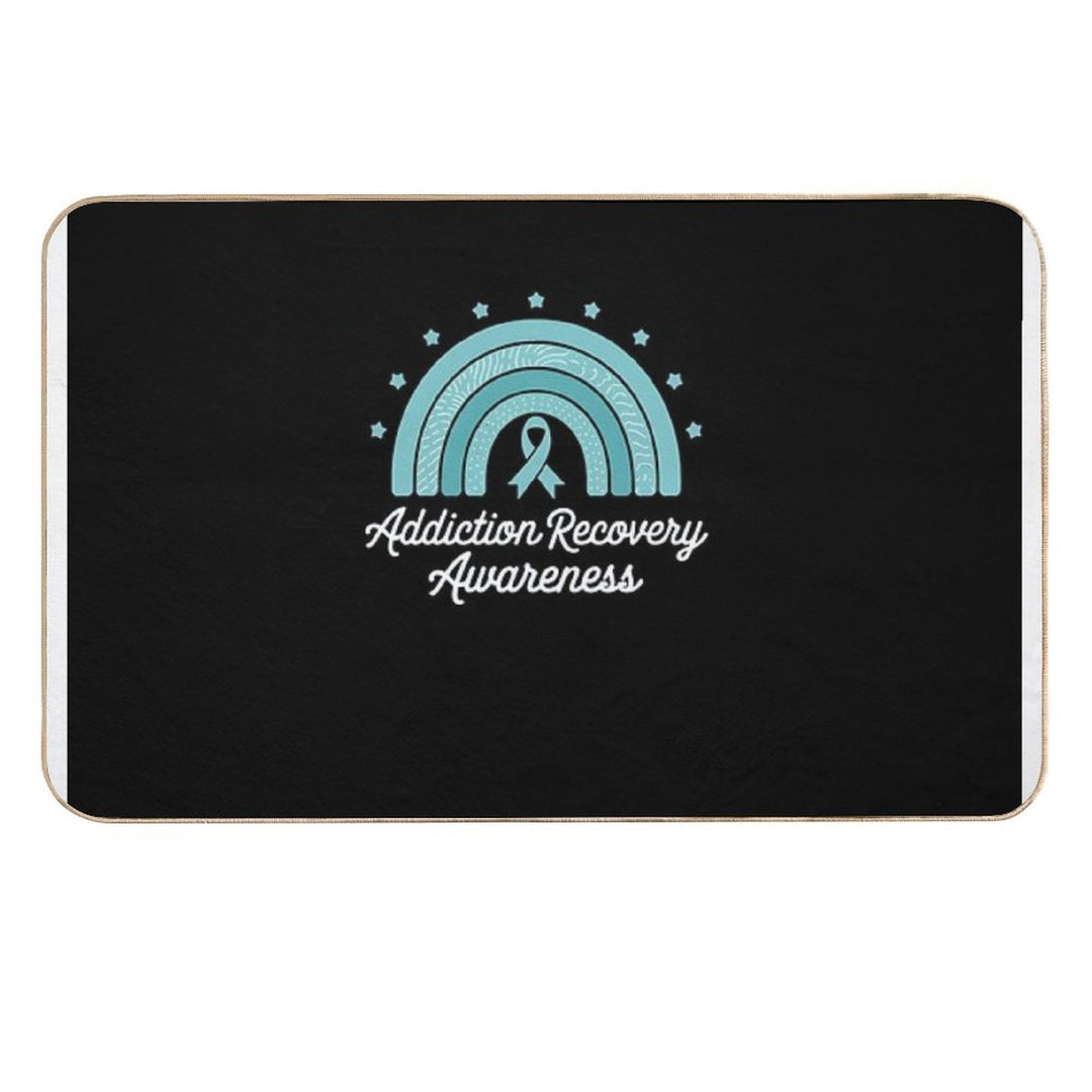 Addiction Recovery Awareness Teal Ribbon Rainbow Support  Odorless Bath Mat