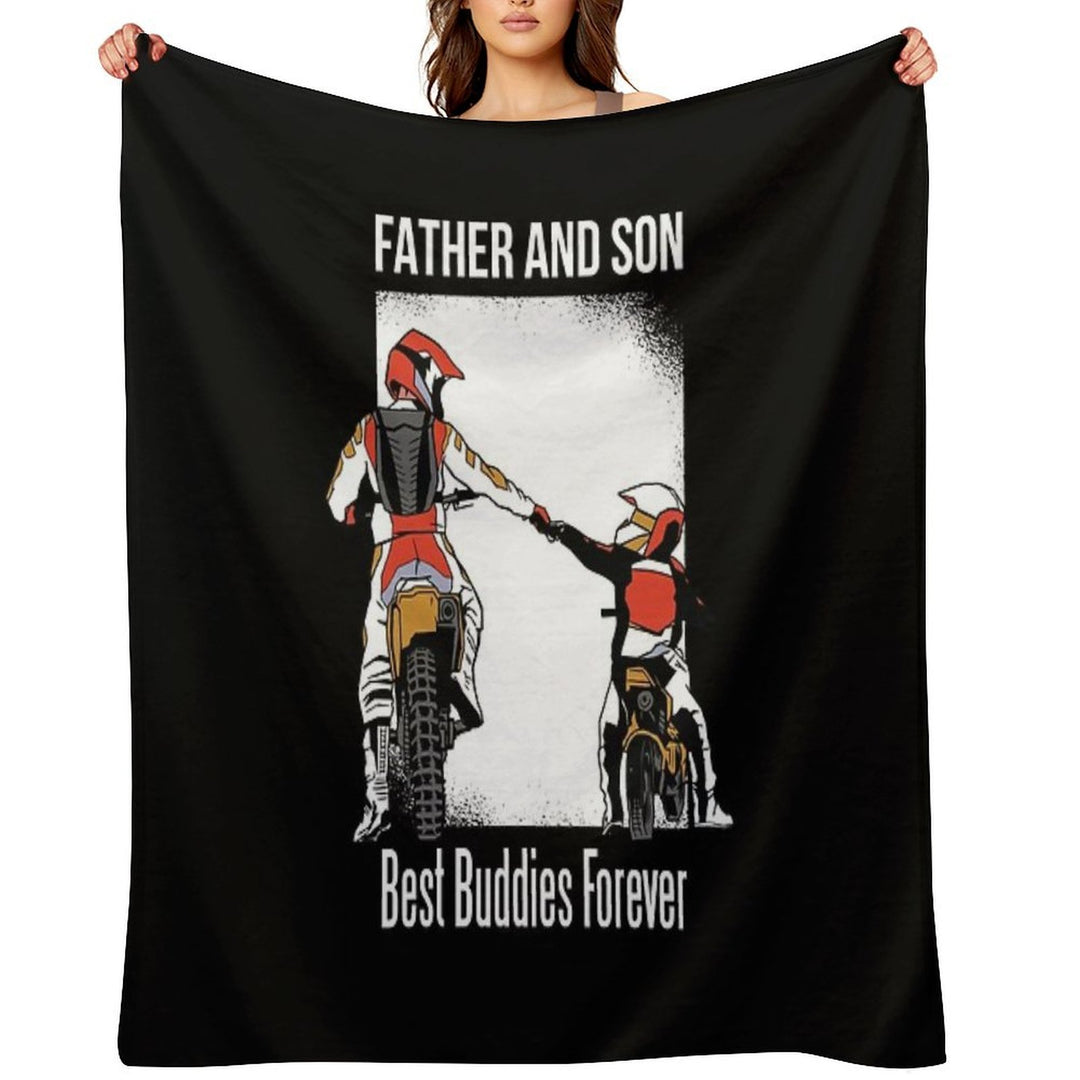 Father And Son, Motocross, Friendship, Motorcycle Comfort Throw Blanket