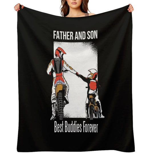 Father And Son, Motocross, Friendship, Motorcycle Comfort Throw Blanket