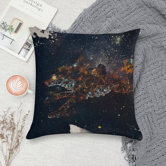 Celestial Wolf Soft Shrink-Resistant Throw Pillow