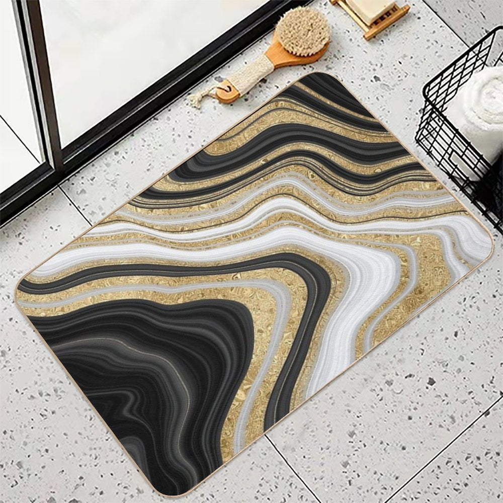 Black And Gold Details  Pet-Safe Bath Mat