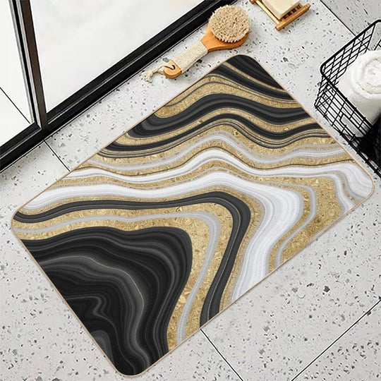 Black And Gold Details  Pet-Safe Bath Mat