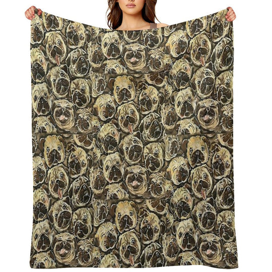 Pile Of Pugs  Pug Dog  Pug Lovers  Pug Mom  Pug Dads  Puppy Pug Sustainable Throw Blanket