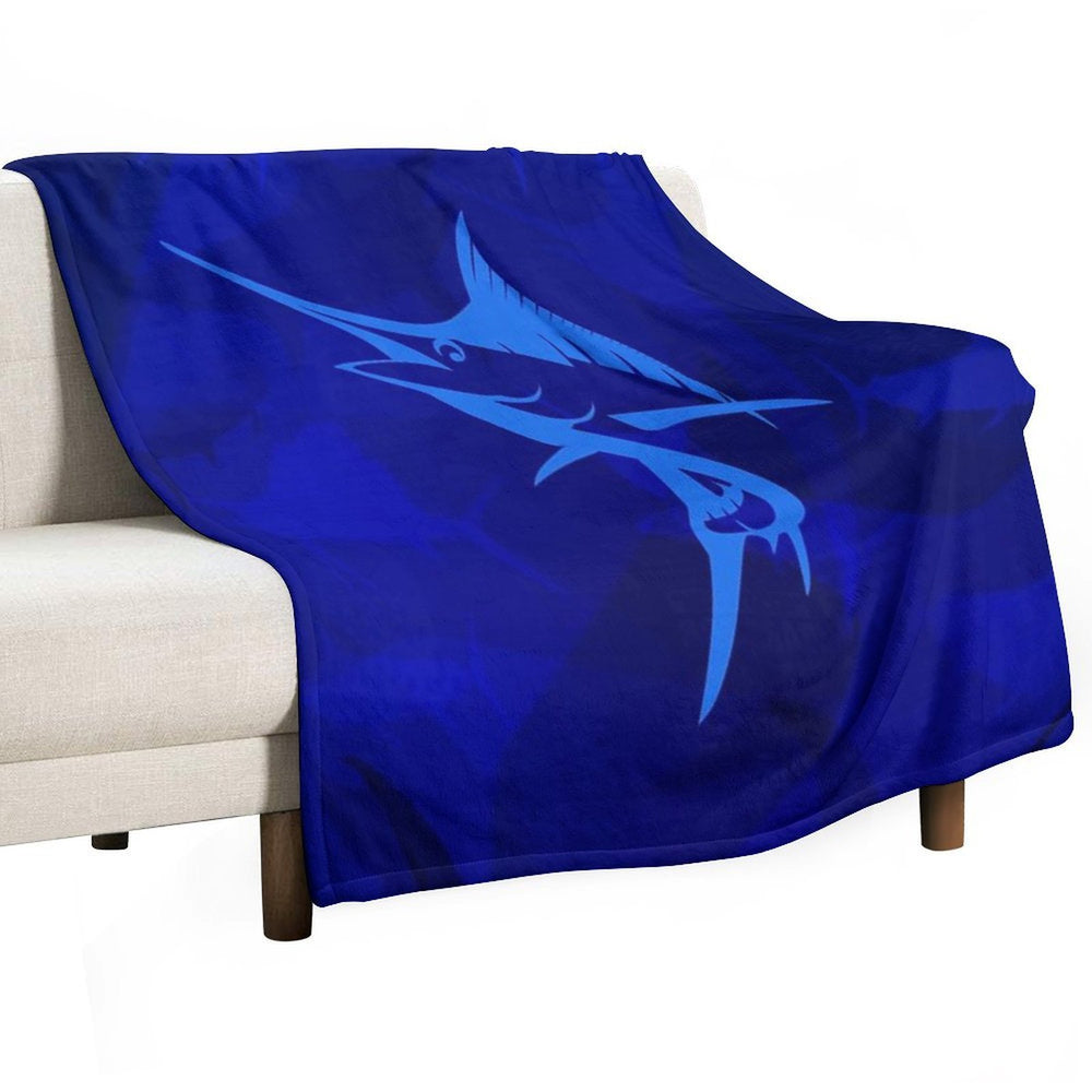Graphic Blue Marlin Blues Eco-conscious Throw Blanket