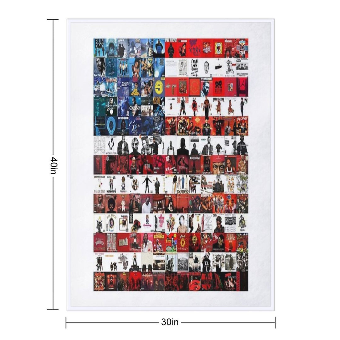 Hip Hop Album Cover Collage Flag Velvety-soft Throw Blanket