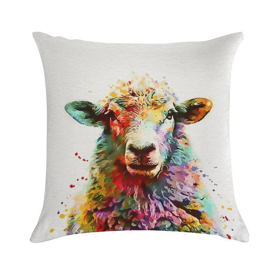 Sheep Watercolor Soft Hidden Zipper Throw Pillow