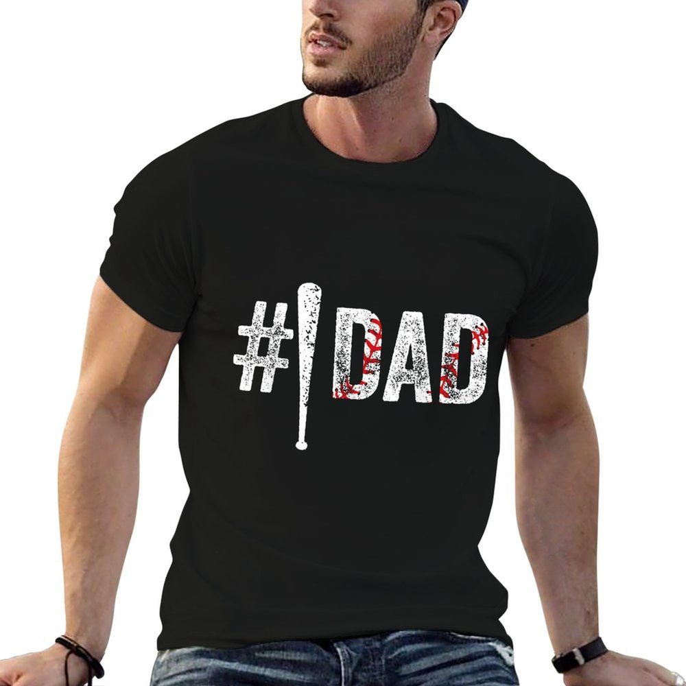 Number One Baseball Dad for Fathers Day #1 Daddy Funny  Relaxed-fit T-Shirt