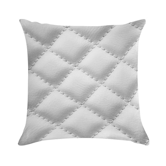 Quilted Leather Effect (white) Soft Ultra-Soft Texture Throw Pillow