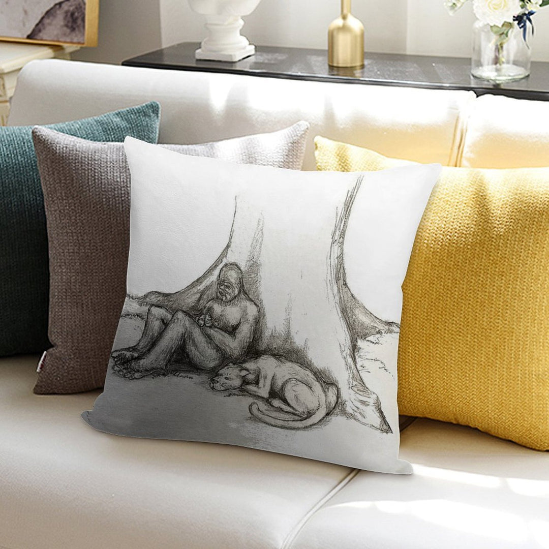 Bigfoot And Cougar Soft Washable Throw Pillow