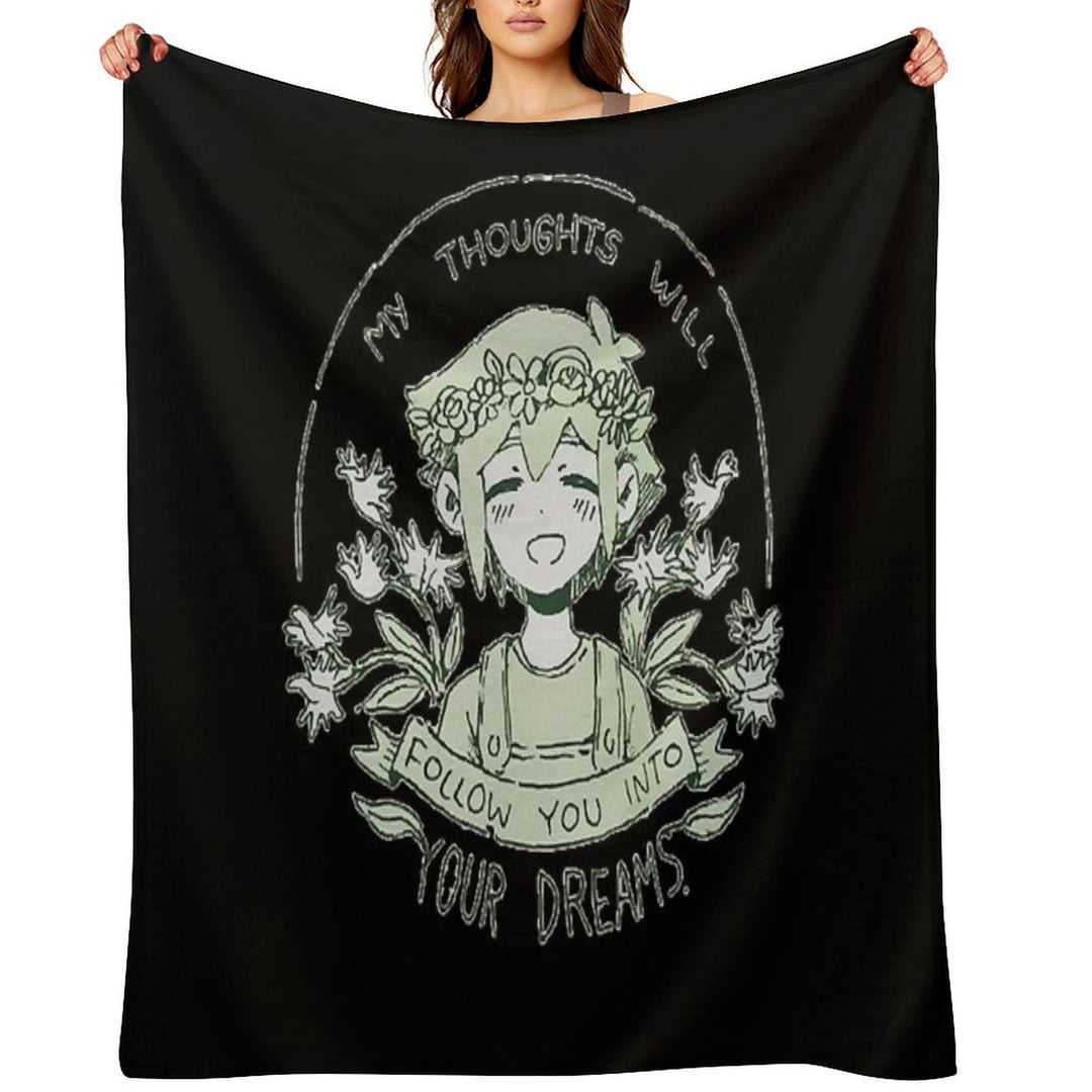 Omori My Thoughts Will Follow You Into Your Dreams Basil Travel-friendly Throw Blanket