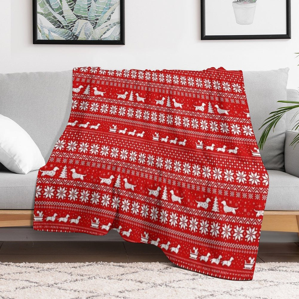 Dachshunds Christmas Sweater Pattern Comfort Throw Blanket