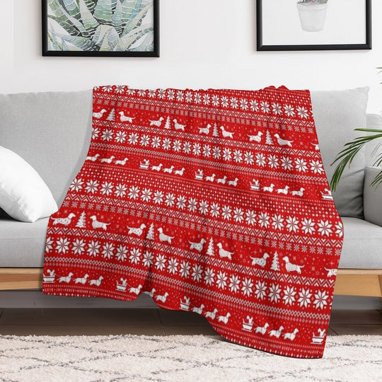 Dachshunds Christmas Sweater Pattern Comfort Throw Blanket