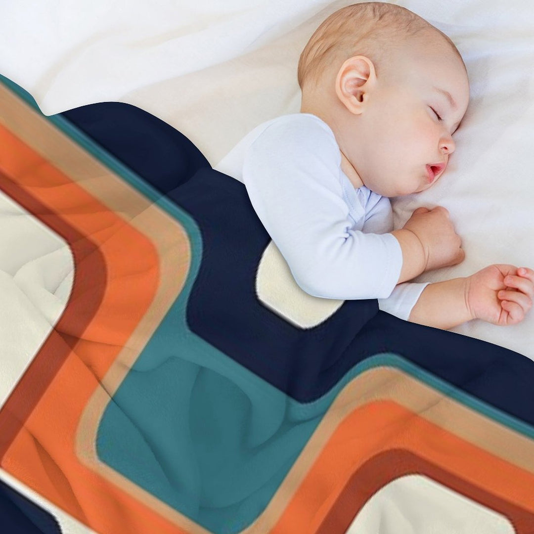 Mid-Century Modern Meets 1970s Orange & Blue Easy Care Throw Blanket