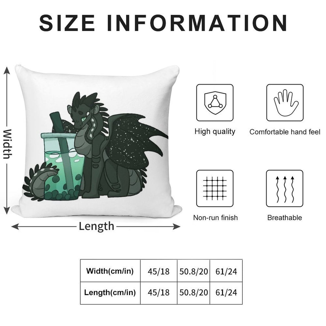 Moon with Boba Soft Hidden Zipper Throw Pillow