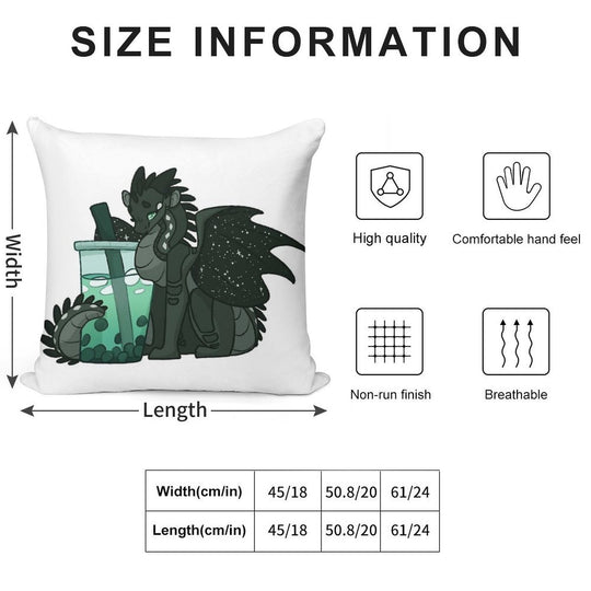 Moon with Boba Soft Hidden Zipper Throw Pillow