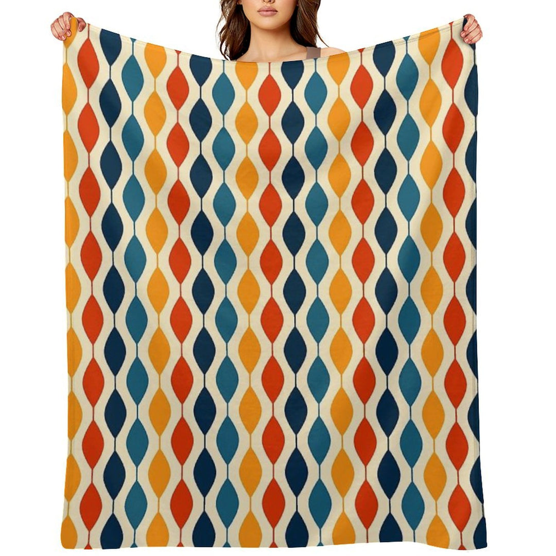 Retro 1970's Mid-Century Pattern Plush Throw Blanket