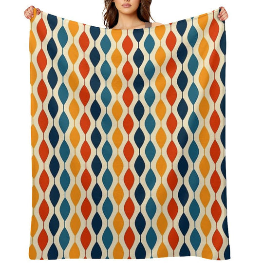 Retro 1970's Mid-Century Pattern Plush Throw Blanket