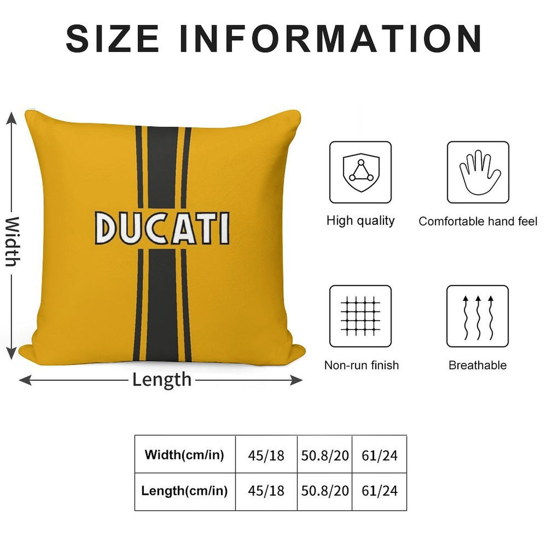 Retro Ducati Graphic Soft Reinforced Edging Throw Pillow