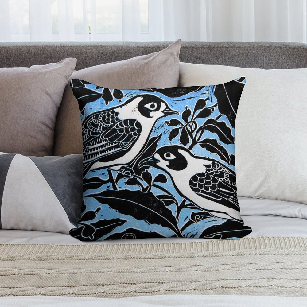 Blue Birds Soft Decorative Cover Throw Pillow