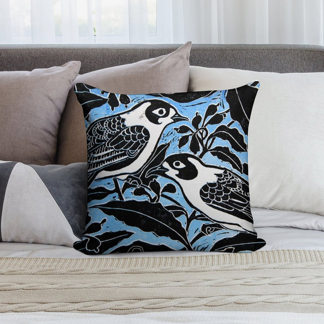 Blue Birds Soft Decorative Cover Throw Pillow