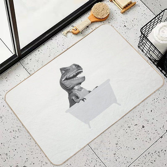 Vintage T-Rex in Bathtub  Odorless Bath Mat
