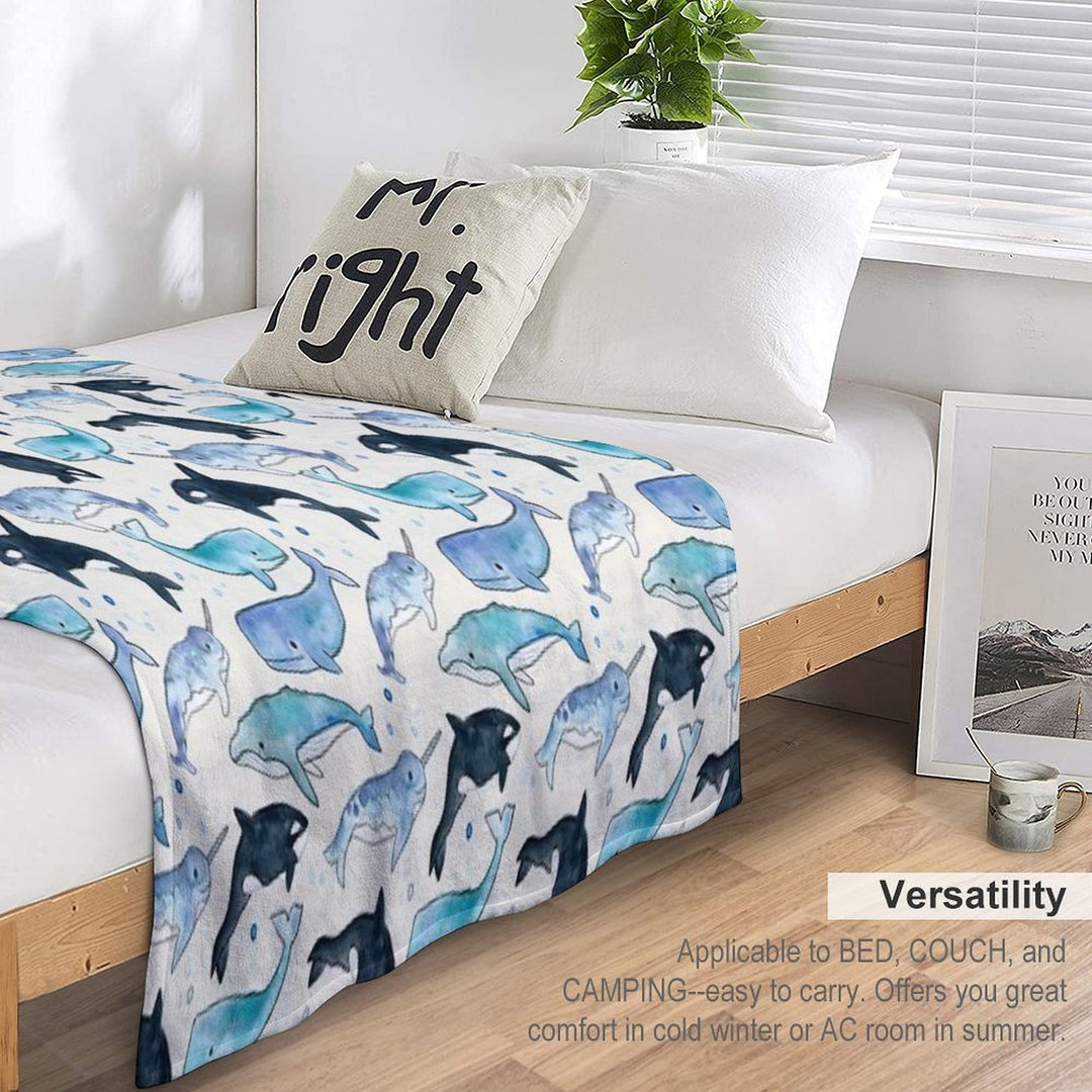 Whales, Orcas & Narwhals Velvety-soft Throw Blanket