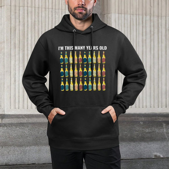 I'm This Many Years Old Beer 30th Birthday Gift Medium-Weight Fabric Hoodie