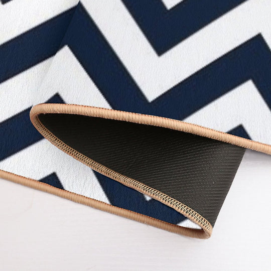 White And Navy Chevron Elegant Pattern  Multi-Purpose Bath Mat