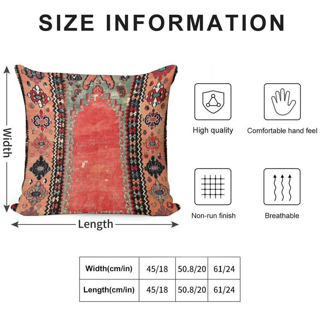 Sivas  Antique Cappadocian Turkish Niche Kilim Print Soft Washable Throw Pillow