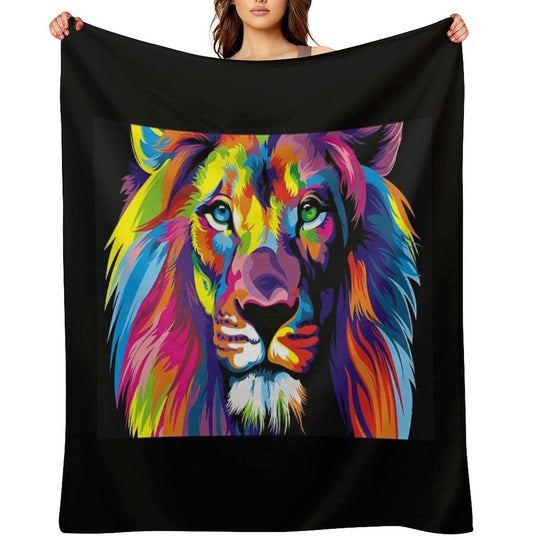Banksy Rainbow Lion Graffiti Pop Art Painting Gift-ready Throw Blanket