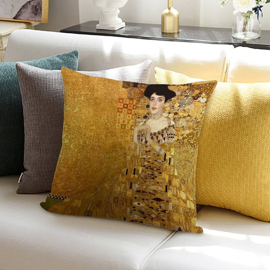 Woman in Gold Portrait by Gustav Klimt Soft Gift Ready Throw Pillow