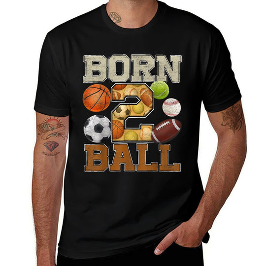 Born To Ball 2nd Sport 2 Years Old Birthday Boy Party Group  Eco-friendly Material T-Shirt